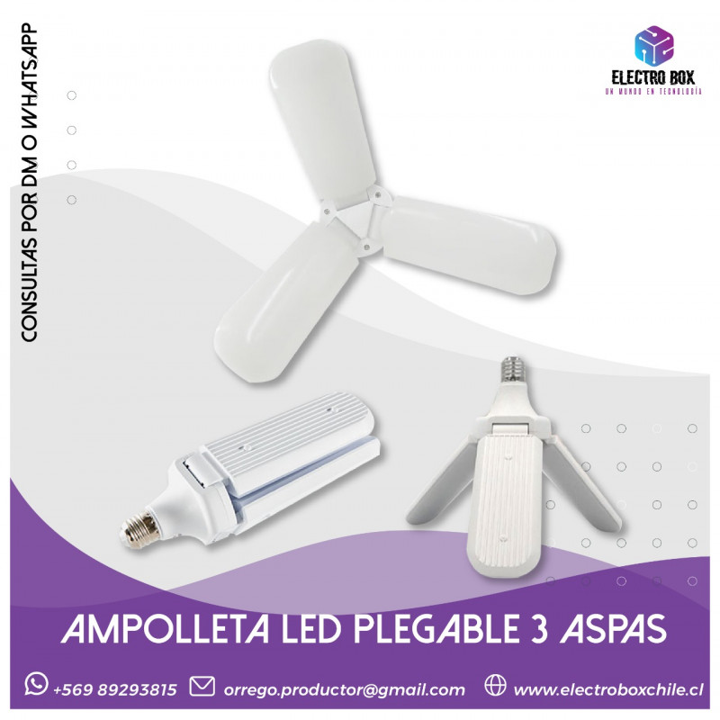 Ampolleta Led 3 aspas 45w Angulo Ajustable Gran Iluminación muy bajo consumo luz blanca
