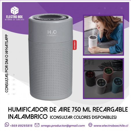 Humidificador de aire de gran capacidad 750 ml recargable inalambrico