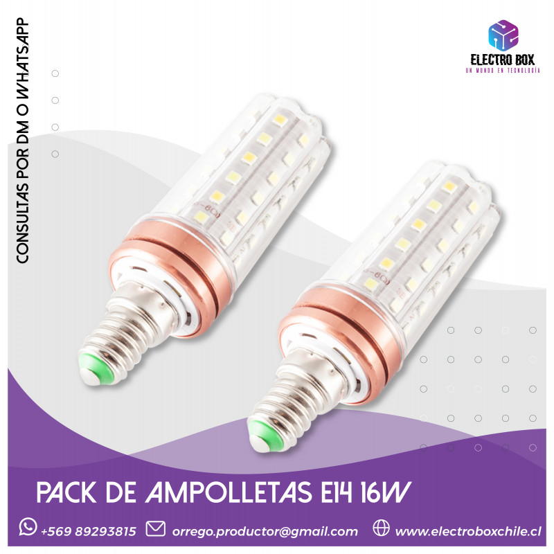 Pack 2 Ampolletas Led 16 Watts.