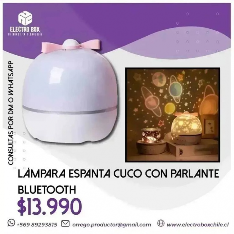 Lámpara, espanta cuco con parlante bluetooth