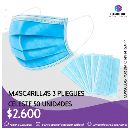 Mascarilla de 3 Capaz Celestes